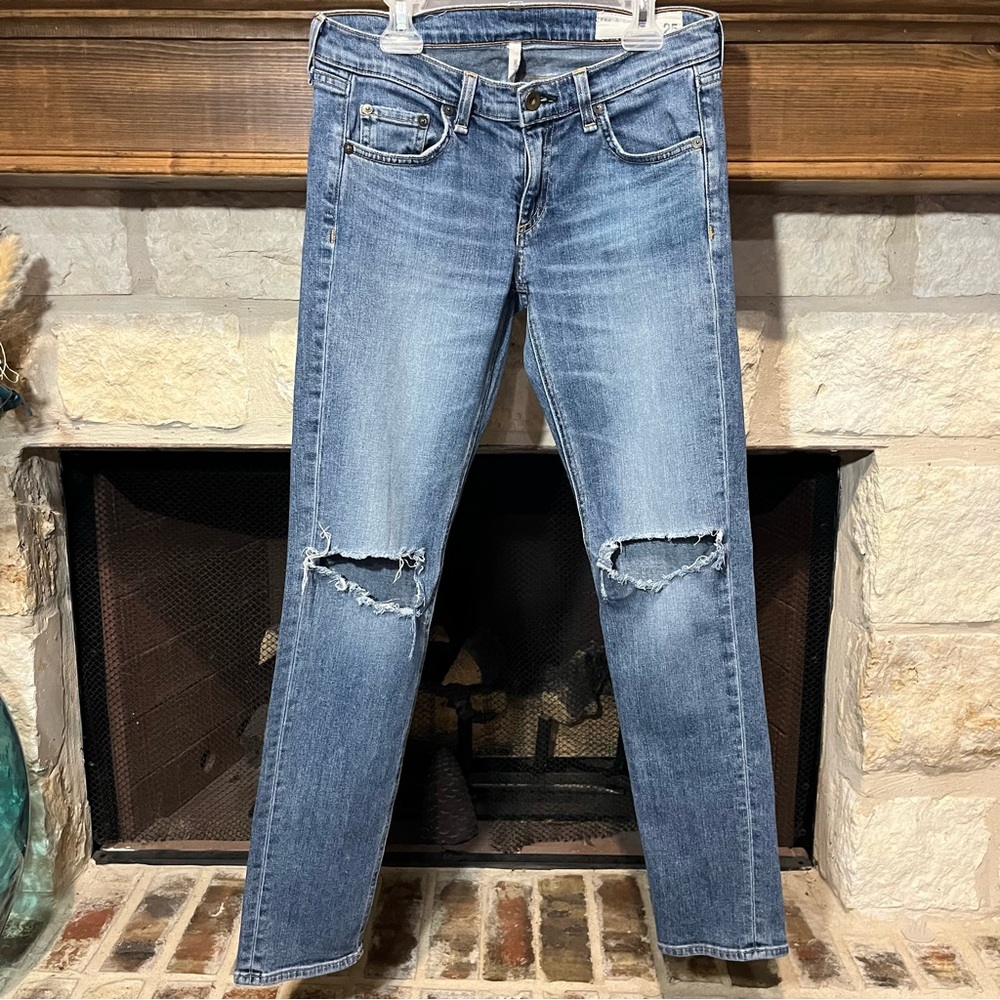Rag and bone the Dre slim fit low rise ankle cropped jeans